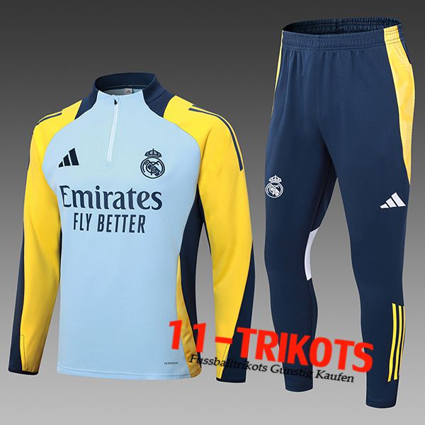 Real Madrid Trainingsanzug Kinder Blau/Gelb 2024/2025 -02