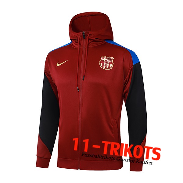 FC Barcelona Trainingsjacke Mit Kapuze Rot/Schwarz 2024/2025