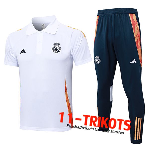 Real Madrid Poloshirt Weiß/Orange 2024/2025