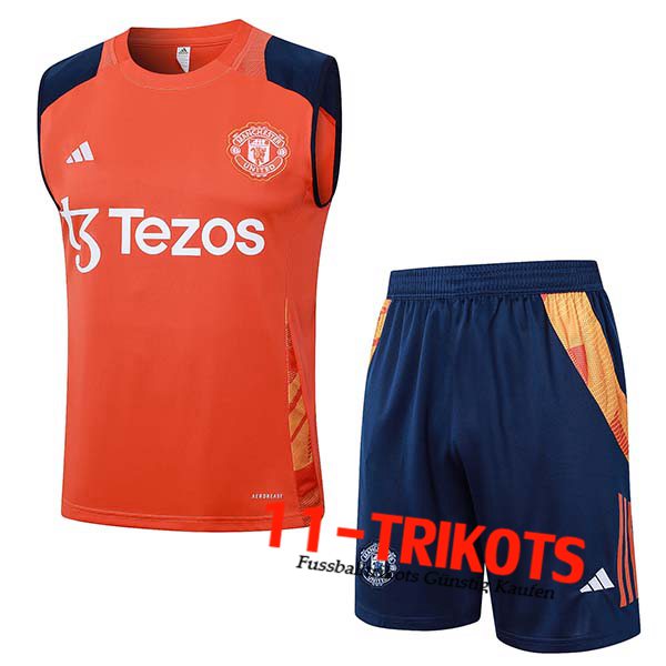 Manchester United Trainings-Tanktop Orange/Blau 2024/2025