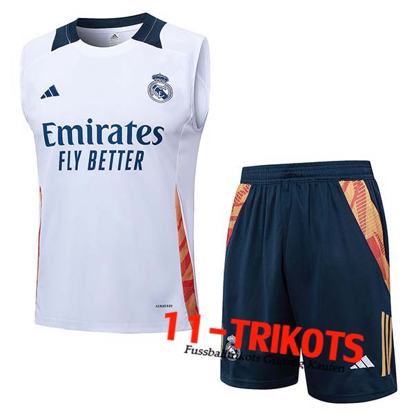 Real Madrid Trainings-Tanktop Weiß/Orange 2024/2025