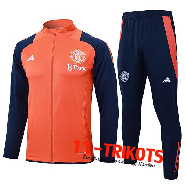 Manchester United Trainingsanzug Trainingsjacke Orange/Blau 2024/2025