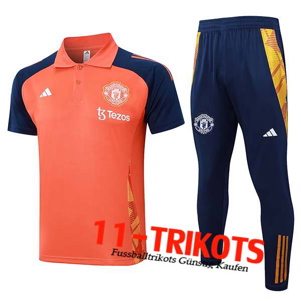 Manchester United Poloshirt Orange/Blau 2024/2025