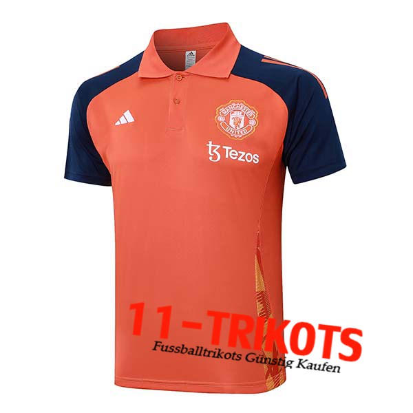 Manchester United Poloshirt Orange/Blau 2024/2025