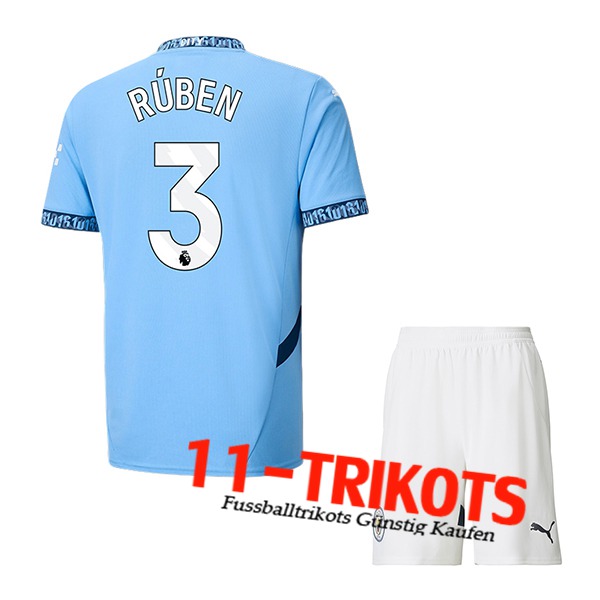 Manchester City (RÚBEN #3) Kinder 2024/2025 Heimtrikot