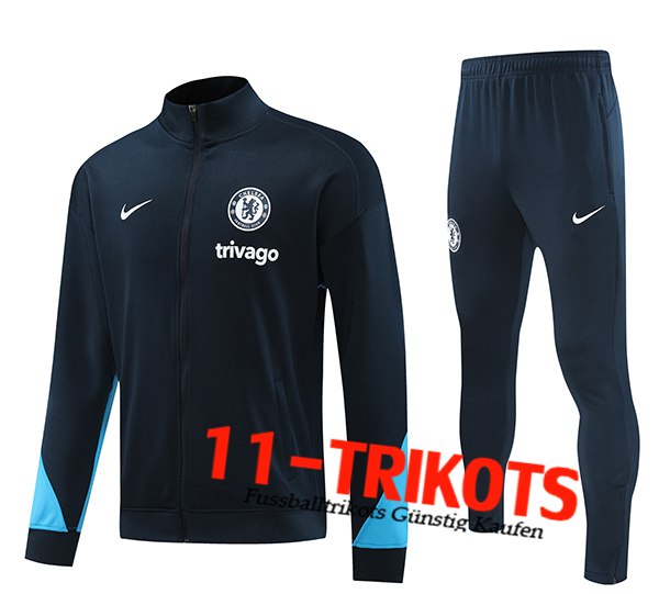 FC Chelsea Trainingsanzug Mit Kapuze Schwarz/Blau 2024/2025