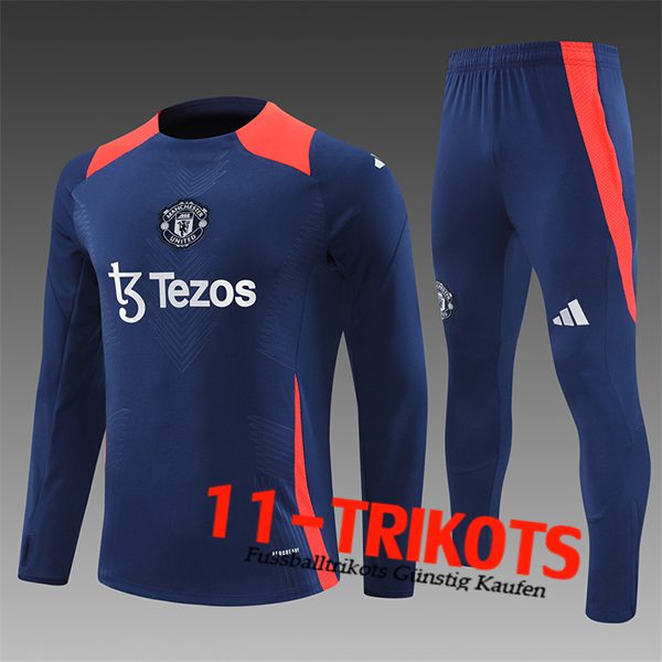 Manchester United Trainingsanzug Kinder Blau/Orange 2024/2025 -04