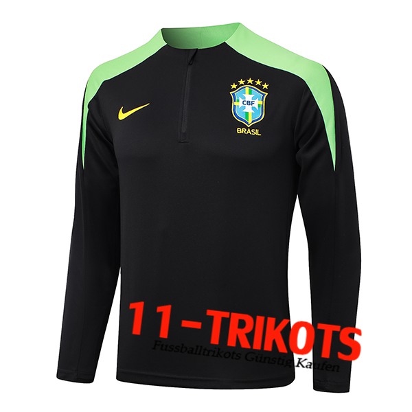 Brasilien Training Sweatshirt Schwarz/Grün 2024/2025