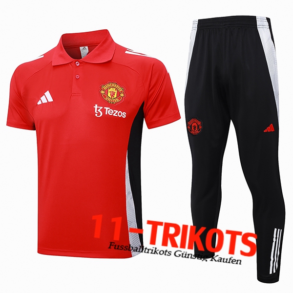 Manchester United Poloshirt Rot/Schwarz/Weiß 2024/2025