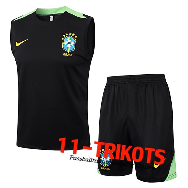 Brasilien Trainings-Tanktop Schwarz/Grün 2024/2025