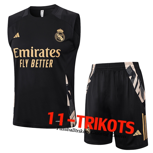 Real Madrid Trainings-Tanktop Schwarz/Gelb 2024/2025 -02