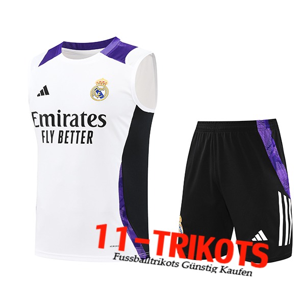 Real Madrid Trainings-Tanktop Weiß/Schwarz/lila 2024/2025