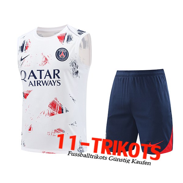 PSG Trainings-Tanktop Weiß/Blau/Rot 2024/2025