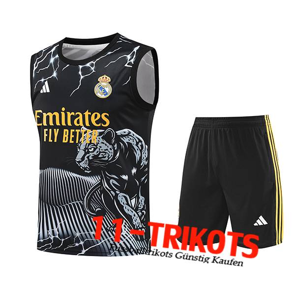 Real Madrid Trainings-Tanktop Schwarz/Weiß/Gelb 2024/2025