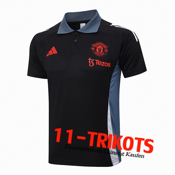 Manchester United Poloshirt Schwarz/Grau/Weiß 2024/2025