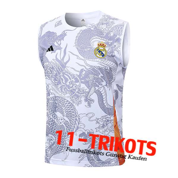 Real Madrid Trainings-Tanktop Weiß/Grau 2024/2025