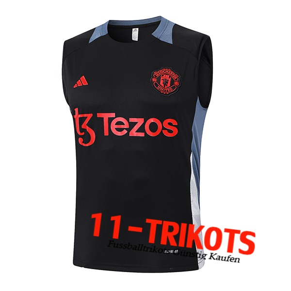 Manchester United Trainings-Tanktop Schwarz 2024/2025 -07