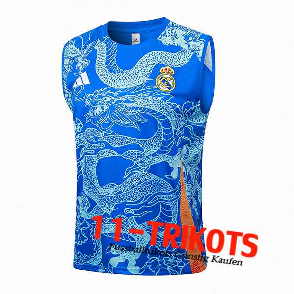 Real Madrid Trainings-Tanktop Blau/Orange 2024/2025