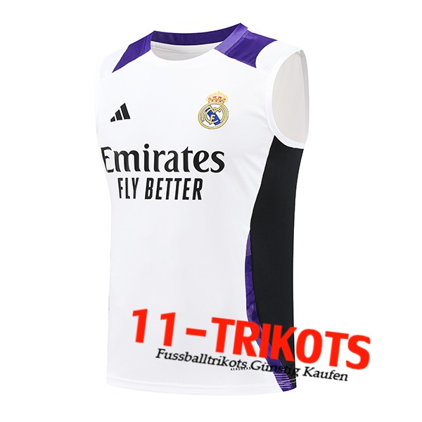 Real Madrid Trainings-Tanktop Weiß/Schwarz/lila 2024/2025