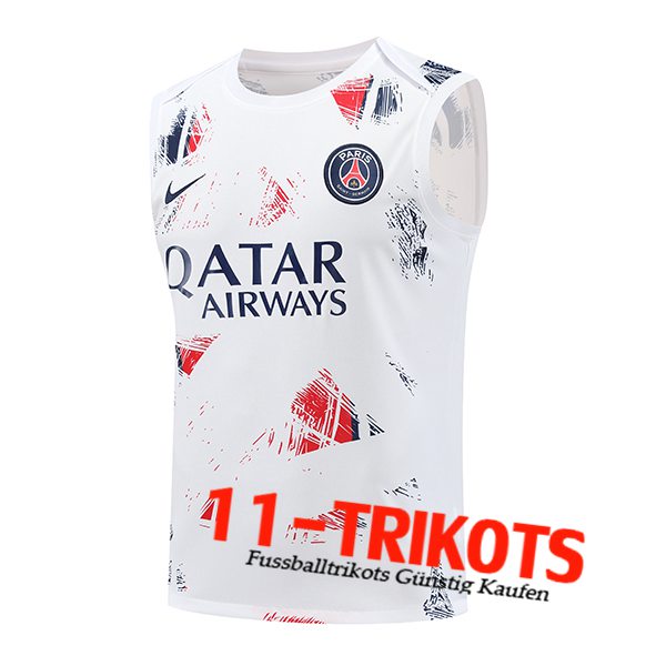 PSG Trainings-Tanktop Weiß/Blau/Rot 2024/2025