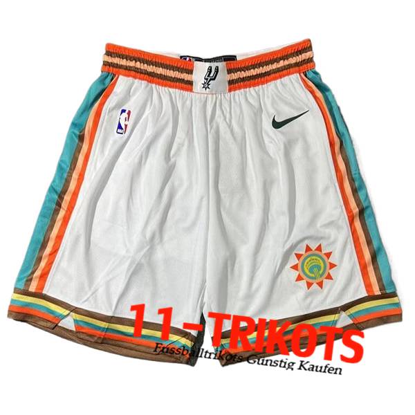 San Antonio Spurs Shorts NBA 2024/25 Weiß/Orange/Grün