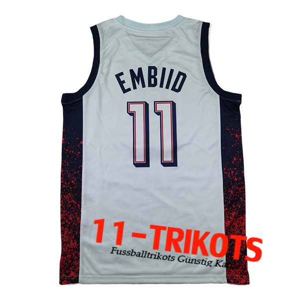 USA NBA Trikot (EMBIID #11) 2024/25 Weiß/Schwarz/Rot