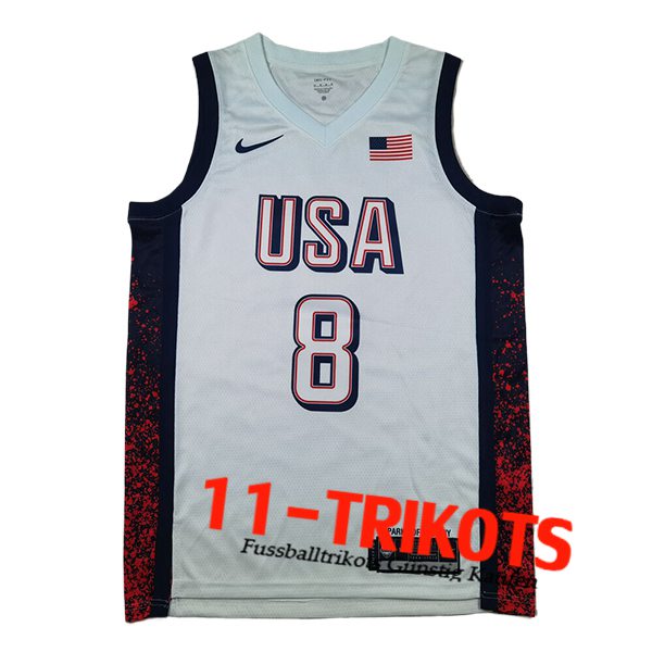 USA NBA Trikot (LEONARD #8) 2024/25 Weiß/Schwarz/Rot