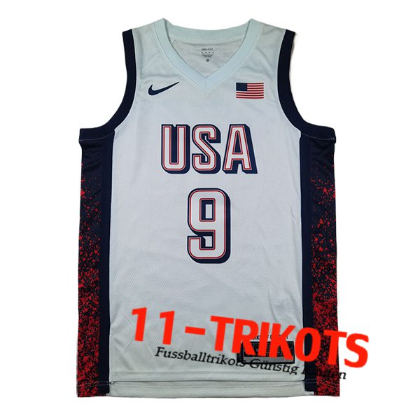 USA NBA Trikot (HALIBURTON #9) 2024/25 Weiß/Schwarz/Rot