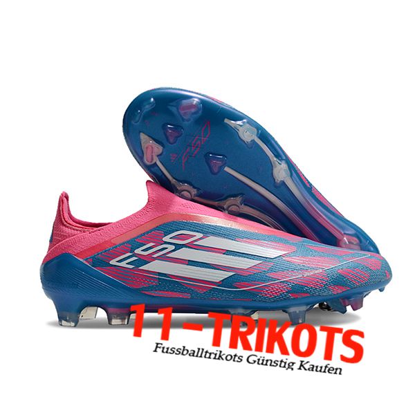 Adidas Fussballschuhe F50 Elite Laceless FG Rosa/Blau/Weiß