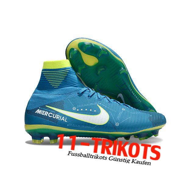 Nike Fussballschuhe Zoom Superfly 5 Elite FG Blau/Weiß/Grün