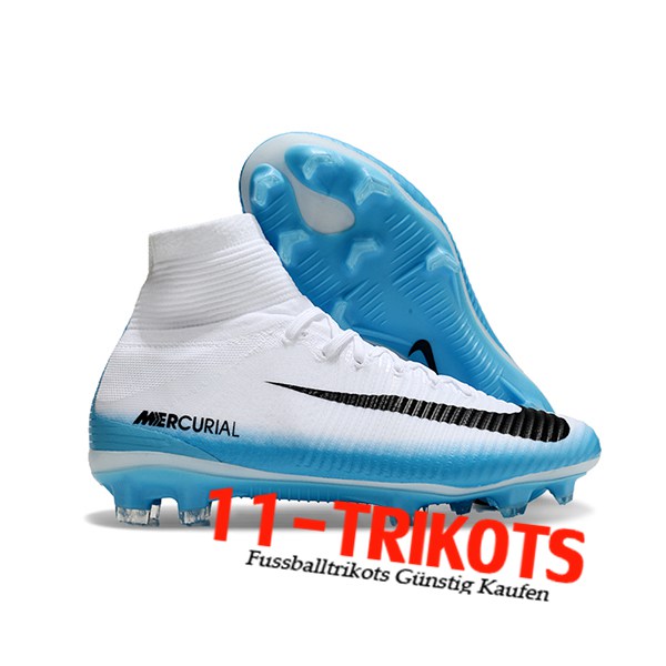 Nike Fussballschuhe Zoom Superfly 5 Elite FG Weiß/Blau/Schwarz