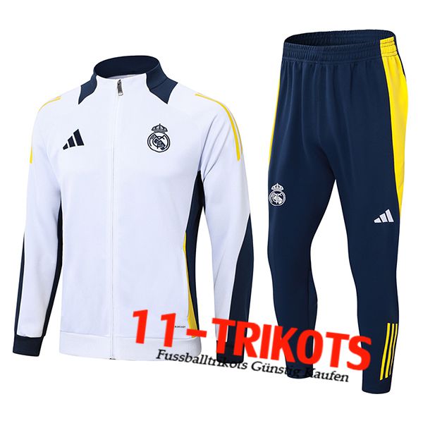 Real Madrid Trainingsanzug Trainingsjacke Weiß/Blau/Gelb 2024/2025 -02