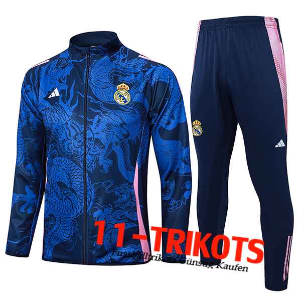 Real Madrid Trainingsanzug Trainingsjacke Blau/Rosa 2024/2025