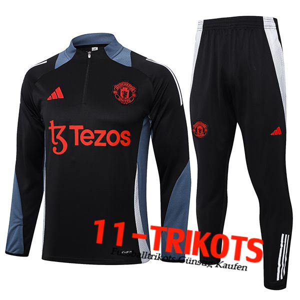 Manchester United Trainingsanzug Schwarz/Grau 2024/2025 -02