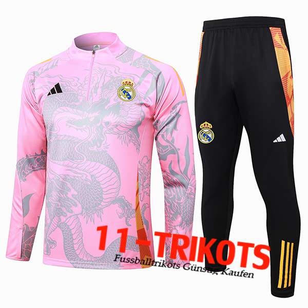 Real Madrid Trainingsanzug Rosa/Grau 2024/2025 -02