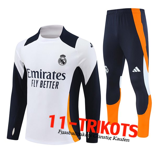 Real Madrid Trainingsanzug Weiß/Blau/Orange 2024/2025 -02