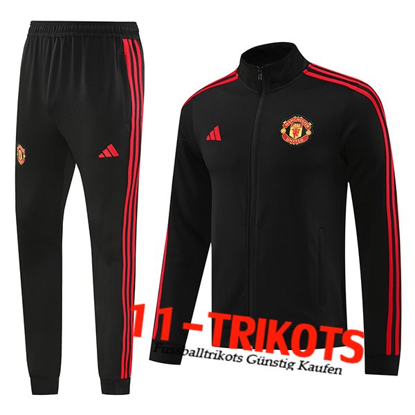 Manchester United Trainingsanzug Trainingsjacke Schwarz/Rot 2024/2025