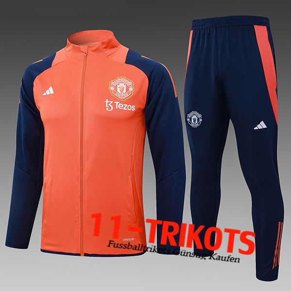 Manchester United Trainingsanzug Kinder Orange/Blau 2024/2025 -02