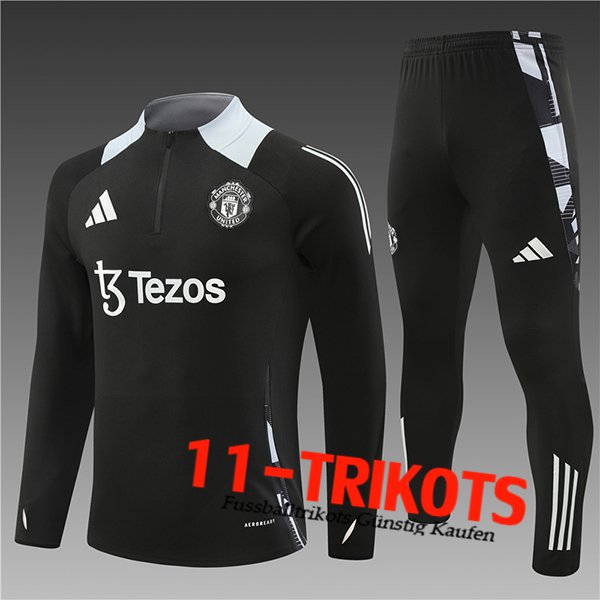 Manchester United Trainingsanzug Kinder Schwarz/Grau 2024/2025 -02