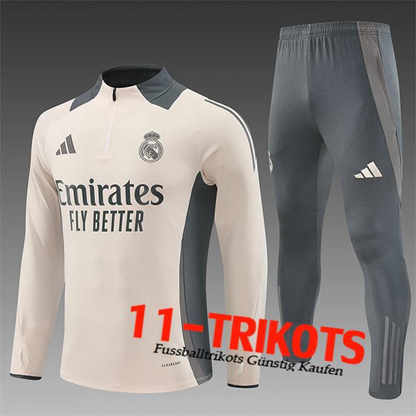 Real Madrid Trainingsanzug Kinder Beige/Grau 2024/2025