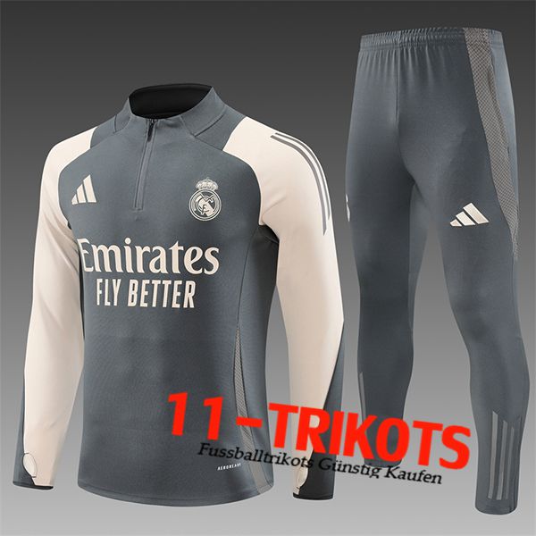 Real Madrid Trainingsanzug Kinder Grau/Beige 2024/2025