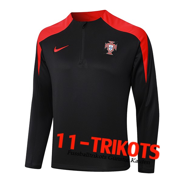 Portugal Training Sweatshirt Schwarz/Rot 2024/2025 -02