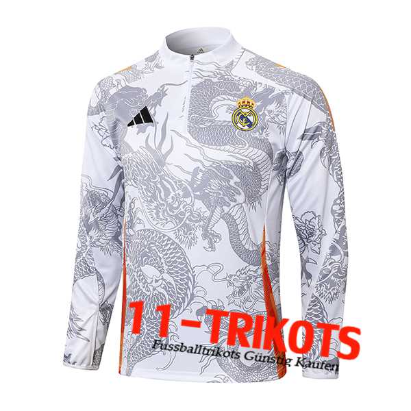 Real Madrid Training Sweatshirt Weiß/Grau 2024/2025 -02