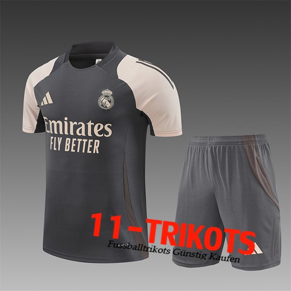 Real Madrid Trainingstrikot Kinder Grau/Beige 2024/2025