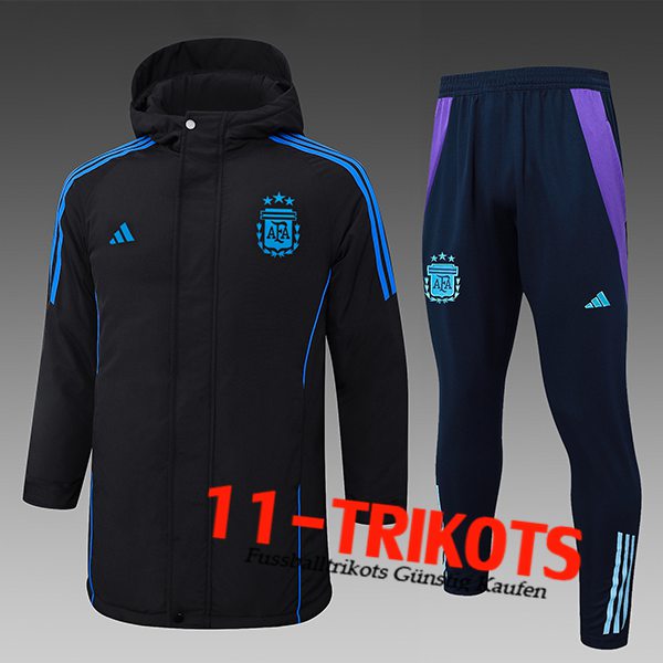 Argentinien Trainingsanzug Daunenjacke Mit Kapuze Schwarz/Blau 2024/2025