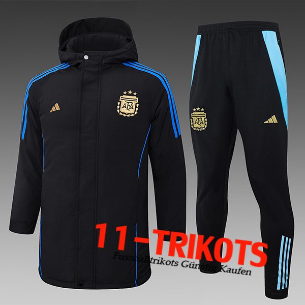 Argentinien Trainingsanzug Daunenjacke Mit Kapuze Schwarz/Blau/Gelb 2024/2025