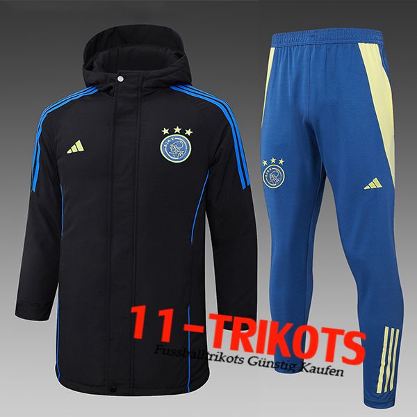 Ajax Trainingsanzug Daunenjacke Mit Kapuze Schwarz/Blau 2024/2025