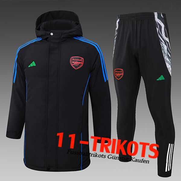 Arsenal Trainingsanzug Daunenjacke Mit Kapuze Schwarz/Blau 2024/2025