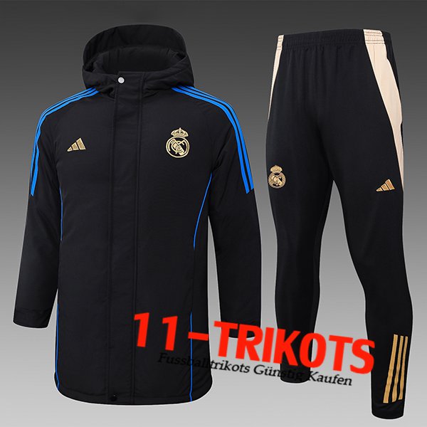 Real Madrid Trainingsanzug Daunenjacke Mit Kapuze Schwarz/Blau/Gelb 2024/2025