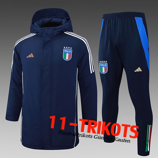 Italien Trainingsanzug Daunenjacke Mit Kapuze Königsblau 2024/2025